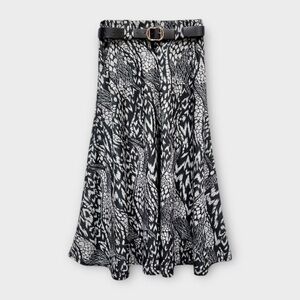 MADE IN ITALY Black and White Patterned Women's Skirt
